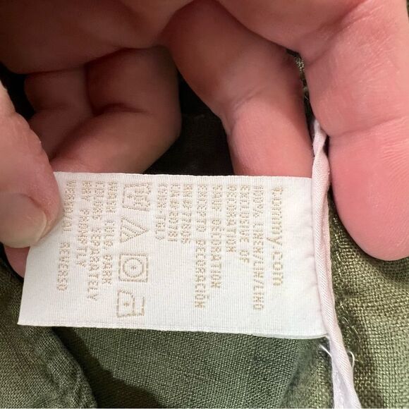 2005 y2k Tommy Hilfiger linen blend wide leg cargo crop pants size 12 roll up - Picture 11 of 16